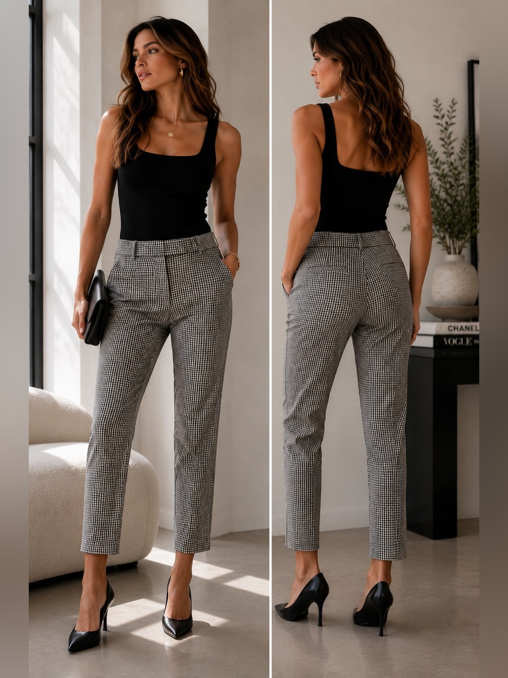 Sz 2 Alice & Olivia Zipper Ankle Pants Black White Houndstooth NWOT $295 MSRP